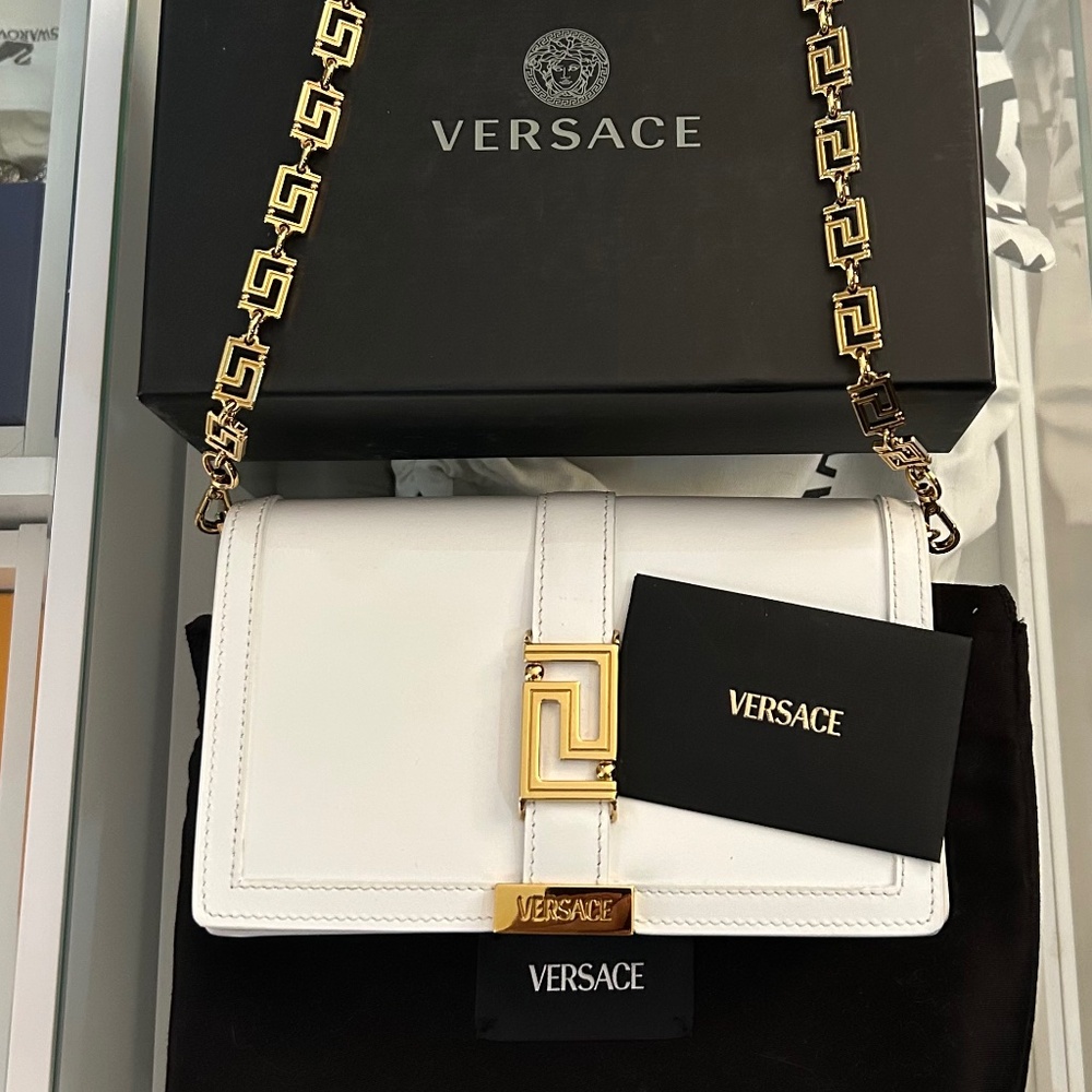 Versace Greca Goddess Mini Bag - White & Gold